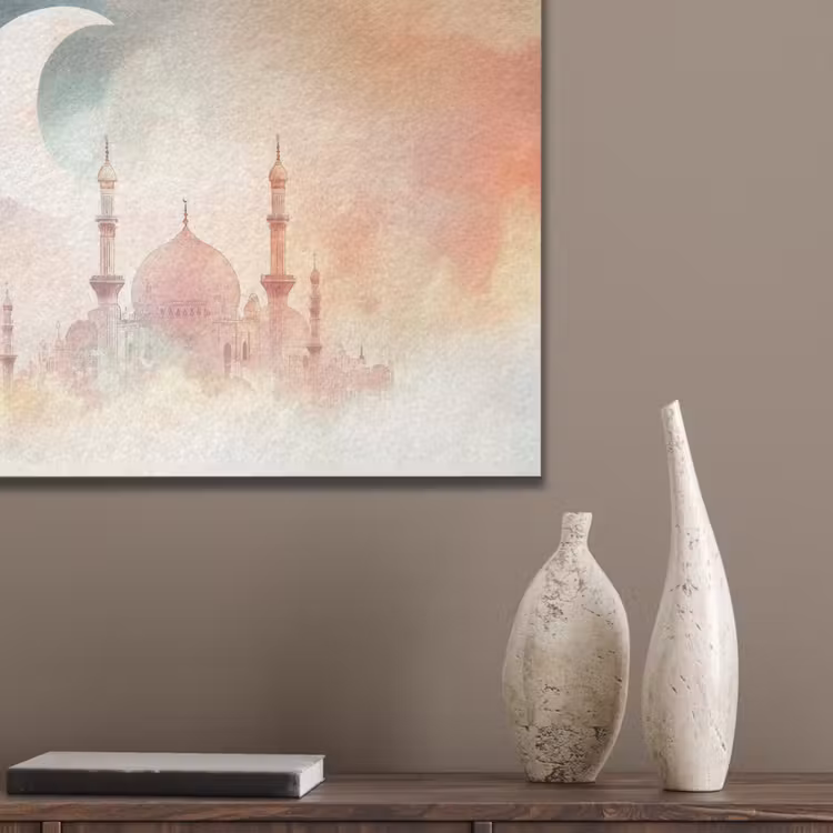 Moskee - Kleurrijke wolken - Arabisch - Ramadan - Islamitische PET vilt klein -sfeer6_closeup
