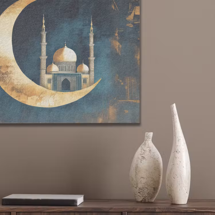 Moskee - Halve maan - Goud - Ramadan - Islamitische PET vilt klein -sfeer6_closeup