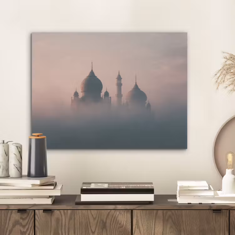 Moskee - Minaretten - Roze mist PET vilt klein -sfeer1