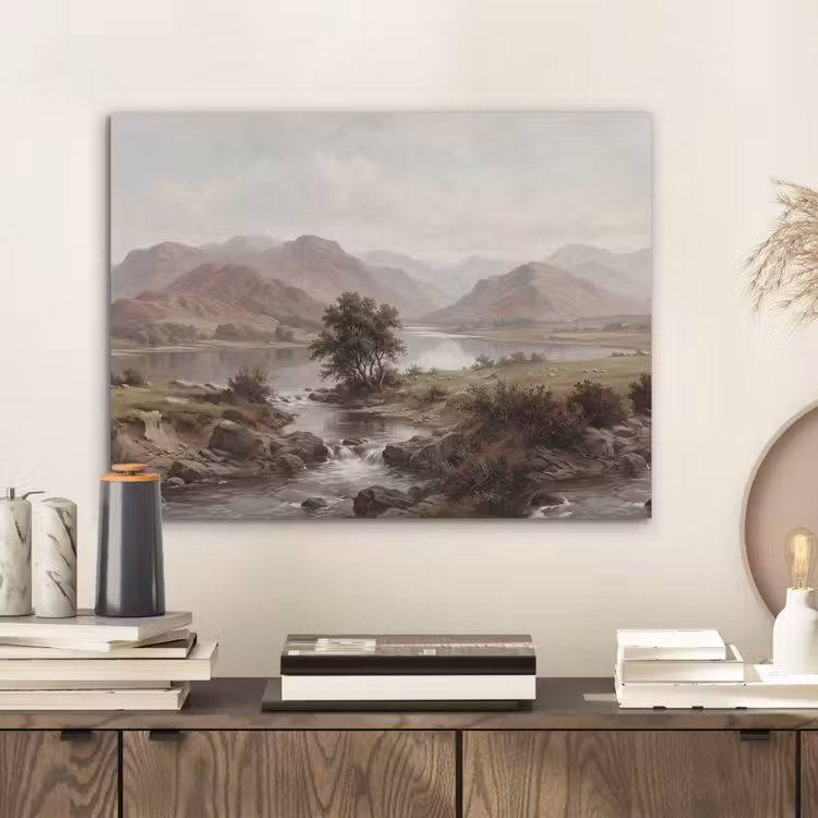 Berglandschap - Meer - Bergen - Vallei - Klassiek PET vilt klein -sfeer1
