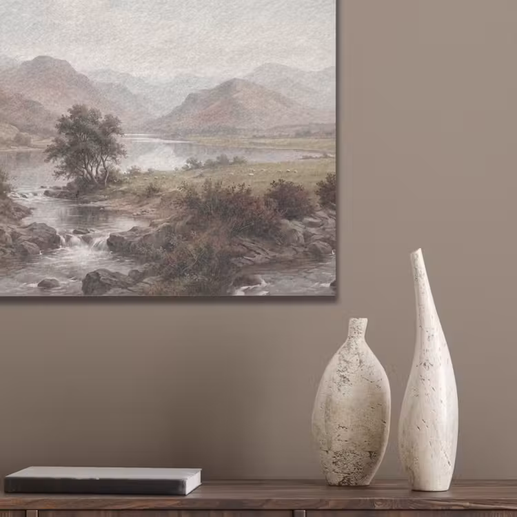 Berglandschap - Meer - Bergen - Vallei - Klassiek PET vilt klein -sfeer6_closeup