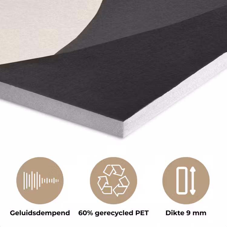 Bergsilhouetten - Gouden cirkel - Beige PET vilt klein -closeup_NL