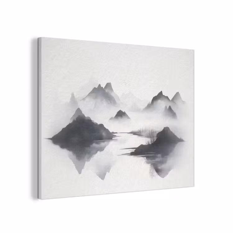 Bergen - Mistig - Water - Wit PET vilt klein -3d