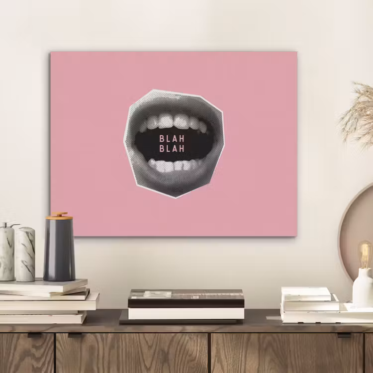 Mond - BLAH BLAH - Roze PET vilt klein -sfeer1