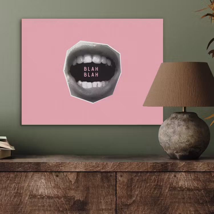 Mond - BLAH BLAH - Roze PET vilt klein -sfeer2
