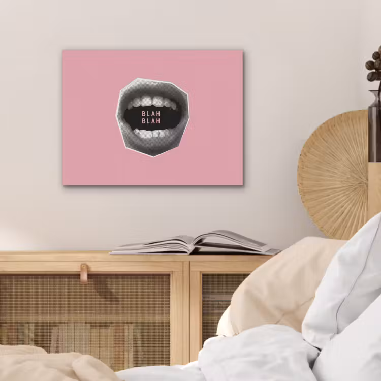 Mond - BLAH BLAH - Roze PET vilt klein -sfeer3