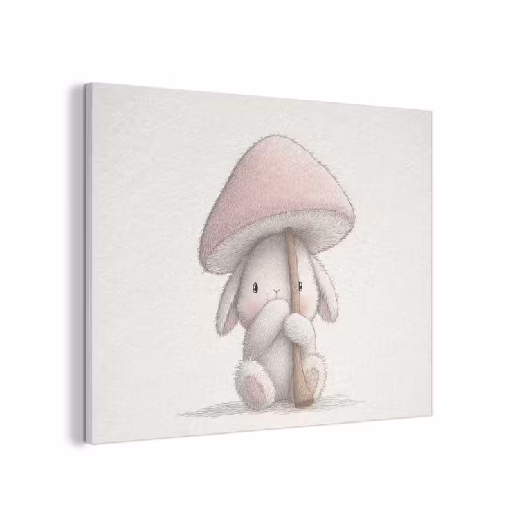 Paddenstoel - Konijn - Roze PET vilt klein -3d