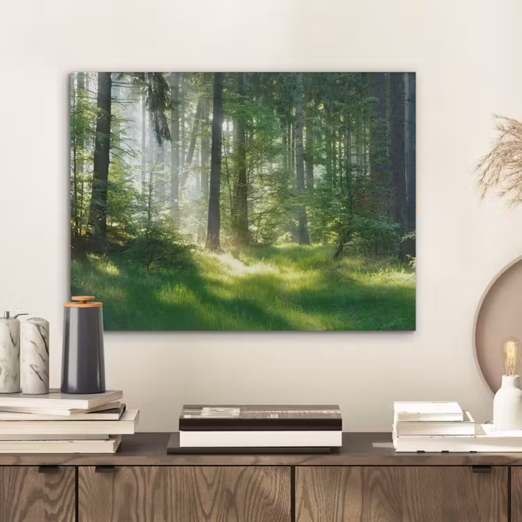 Natuur - Bomen - Bos - Groen - Zon - Gras - Planten PET vilt klein -sfeer1