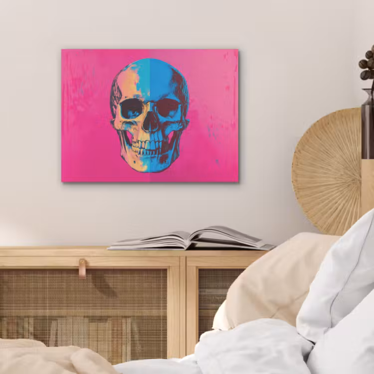 Neon - Blauw - Pop-art - Schedel PET vilt klein -sfeer3