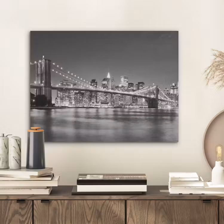 New York - Brug - Brooklyn - Zwart wit - Architectuur PET vilt klein -sfeer1