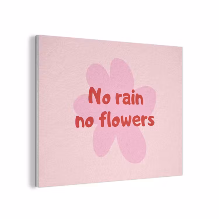 No rain no flowers - Bloem - Roze PET vilt klein -3d