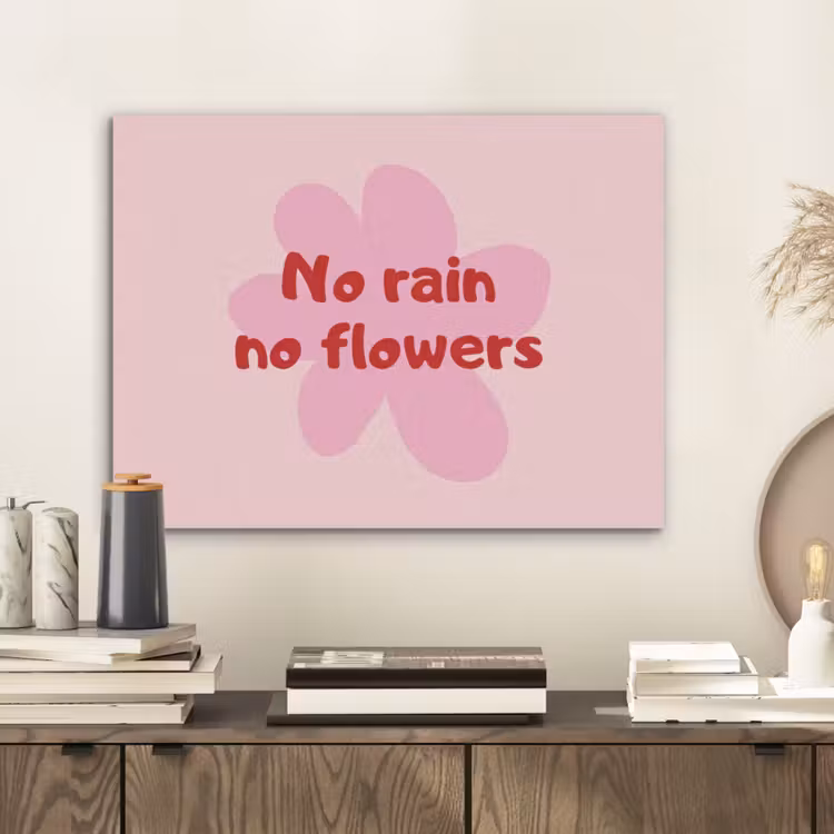 No rain no flowers - Bloem - Roze PET vilt klein -sfeer1