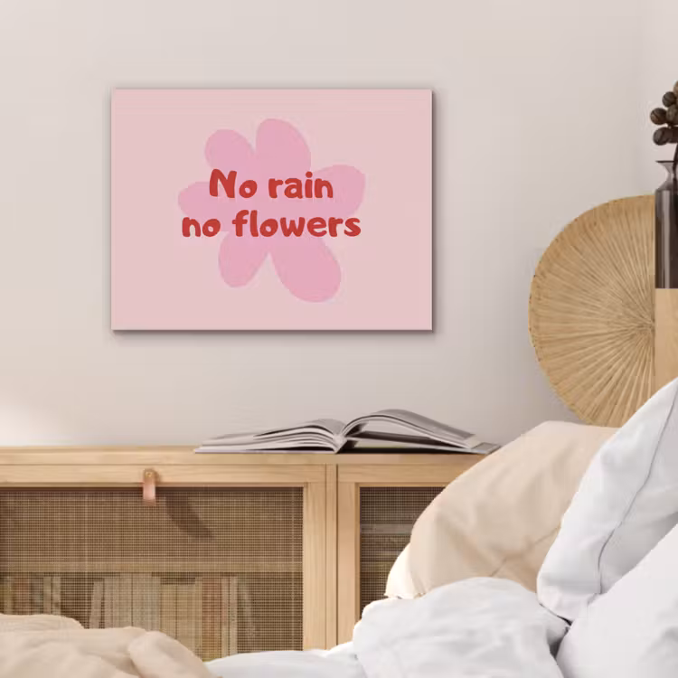No rain no flowers - Bloem - Roze PET vilt klein -sfeer3