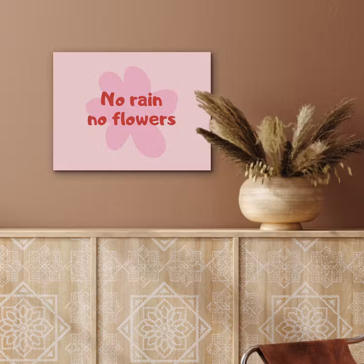 No rain no flowers - Bloem - Roze PET vilt klein -sfeer4