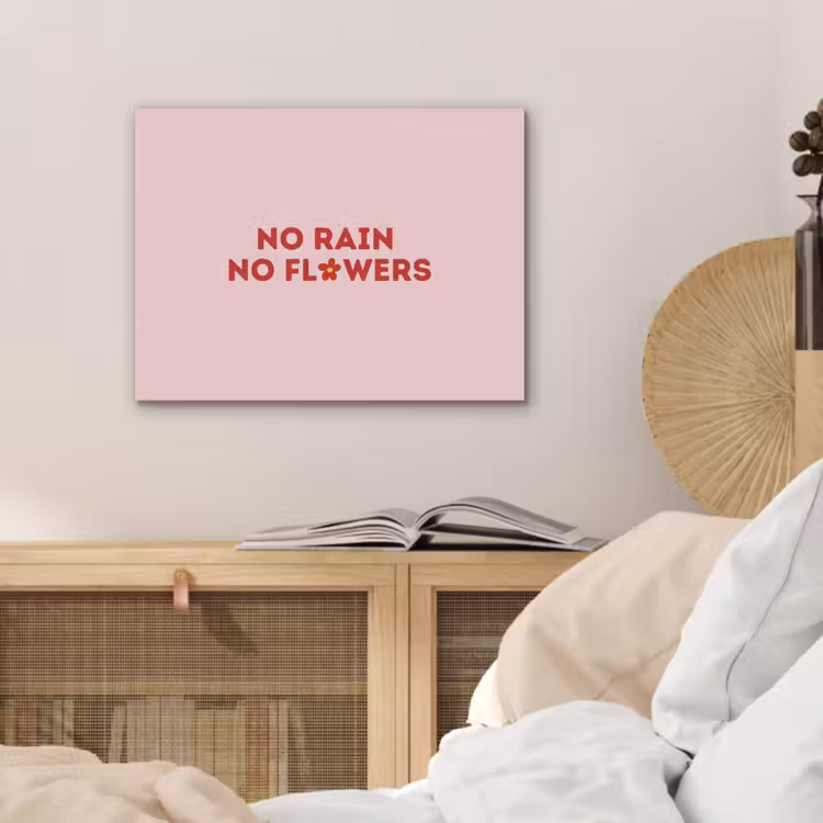 No rain no flowers - Minimalistisch - Roze - Bloem PET vilt klein -sfeer3