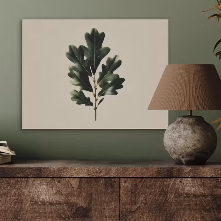 Eikenbladeren - Beige - Groen - Golvende randen PET vilt klein -sfeer2