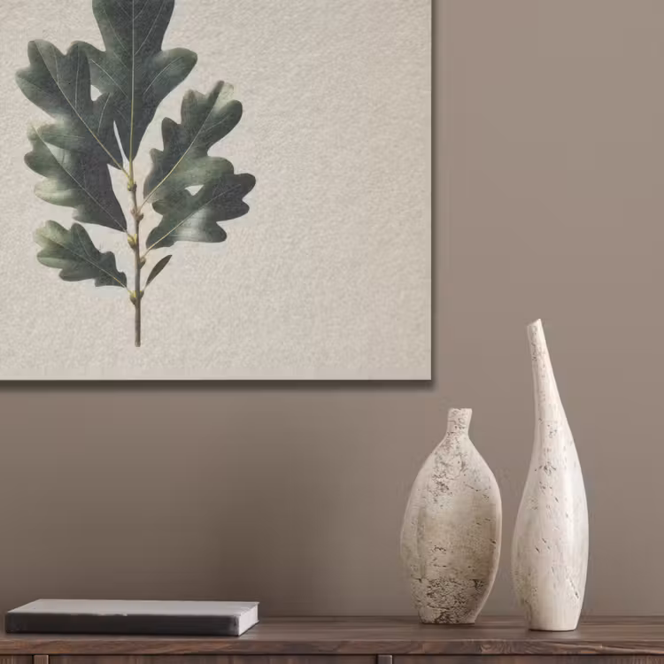 Eikenbladeren - Beige - Groen - Golvende randen PET vilt klein -sfeer6_closeup