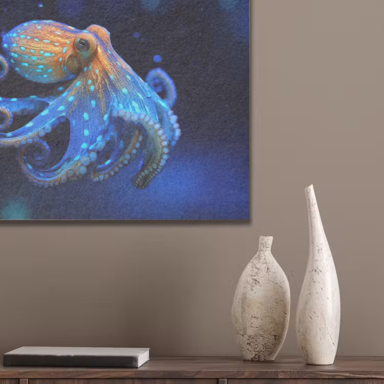 Octopus - Stippen - Blauw - Zee PET vilt klein -sfeer6_closeup