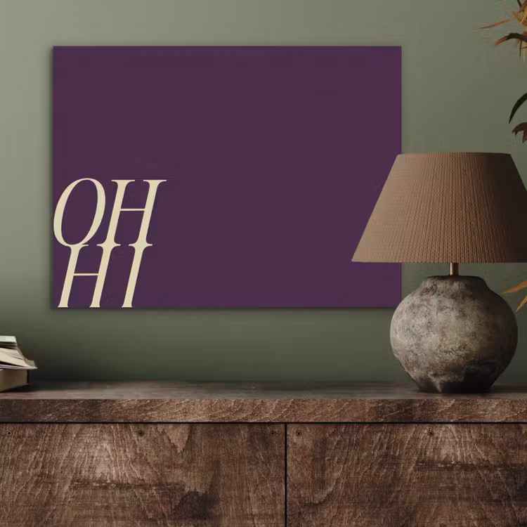 Oh hi - Paars - Cursief PET vilt klein -sfeer2