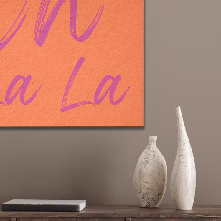 Oh la la - Oranje - Roze - Grafisch PET vilt klein -sfeer6_closeup