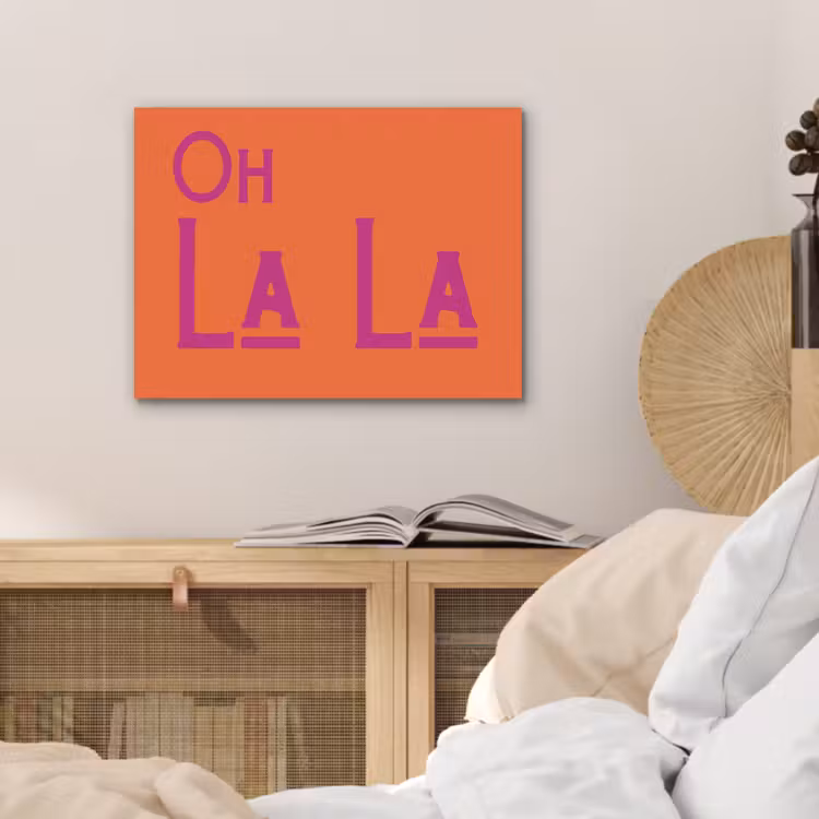 Oh la la - Oranje - Roze - Scheeflettertype PET vilt klein -sfeer3