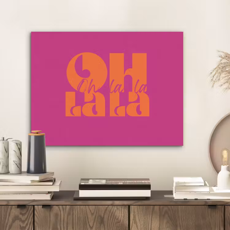 Oh la la - Roze - Oranje - Gestapelde letters PET vilt klein -sfeer1