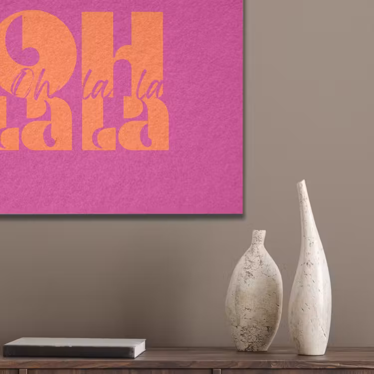 Oh la la - Roze - Oranje - Gestapelde letters PET vilt klein -sfeer6_closeup
