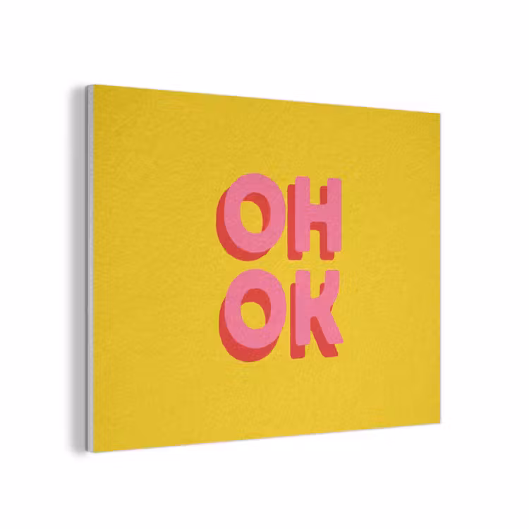 Oh ok - 3D - Geel - Roze PET vilt klein -3d