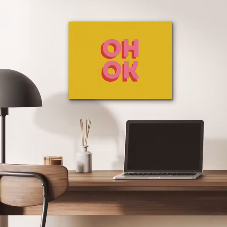 Oh ok - 3D - Geel - Roze PET vilt klein -sfeer5