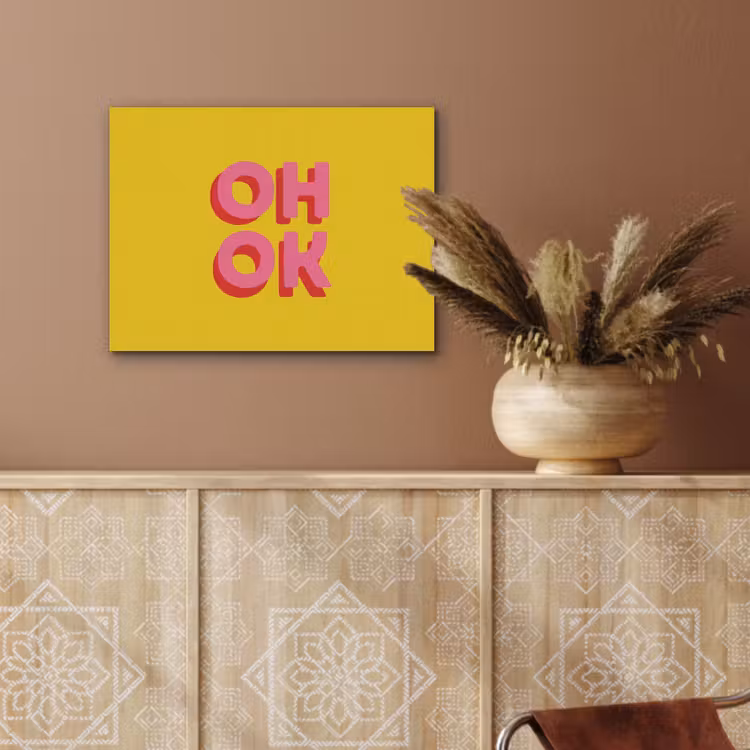 Oh ok - 3D - Geel - Roze PET vilt klein -sfeer4