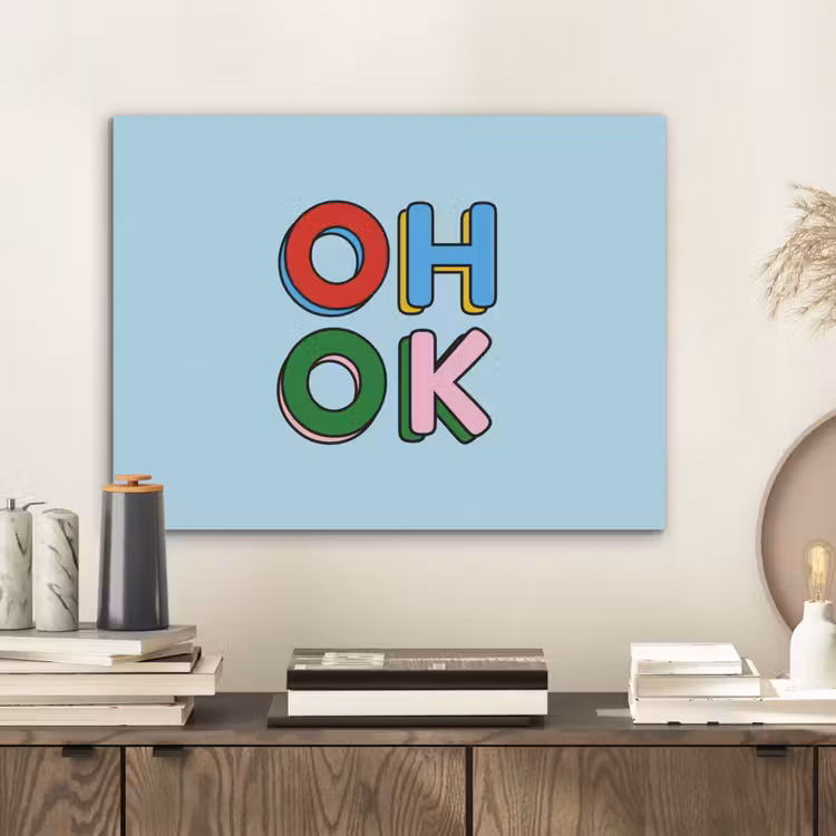 Oh ok - Blauw - Kleurrijk PET vilt klein -sfeer1