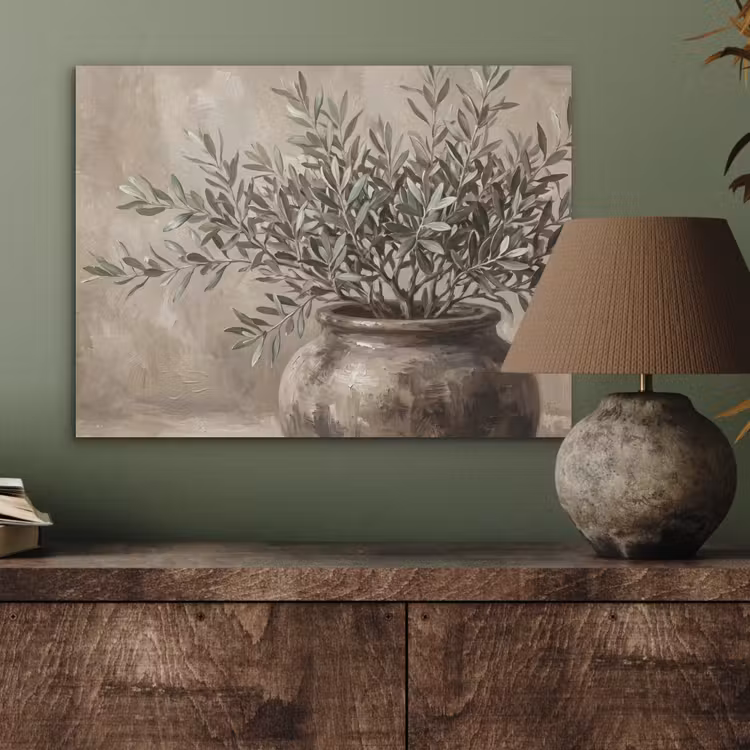 Olijfplant - Aardenpot - Abstract - Beige PET vilt klein -sfeer2