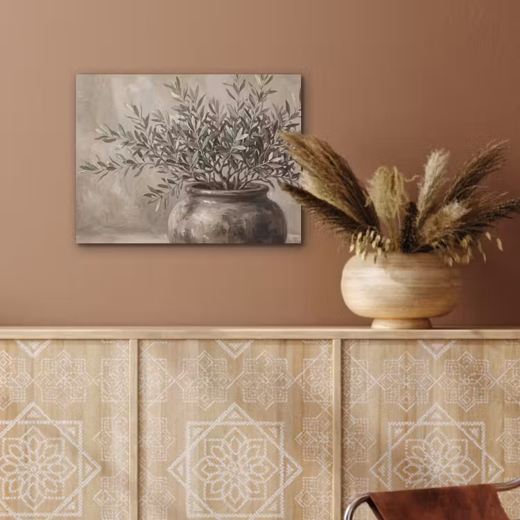 Olijfplant - Aardenpot - Abstract - Beige PET vilt klein -sfeer4