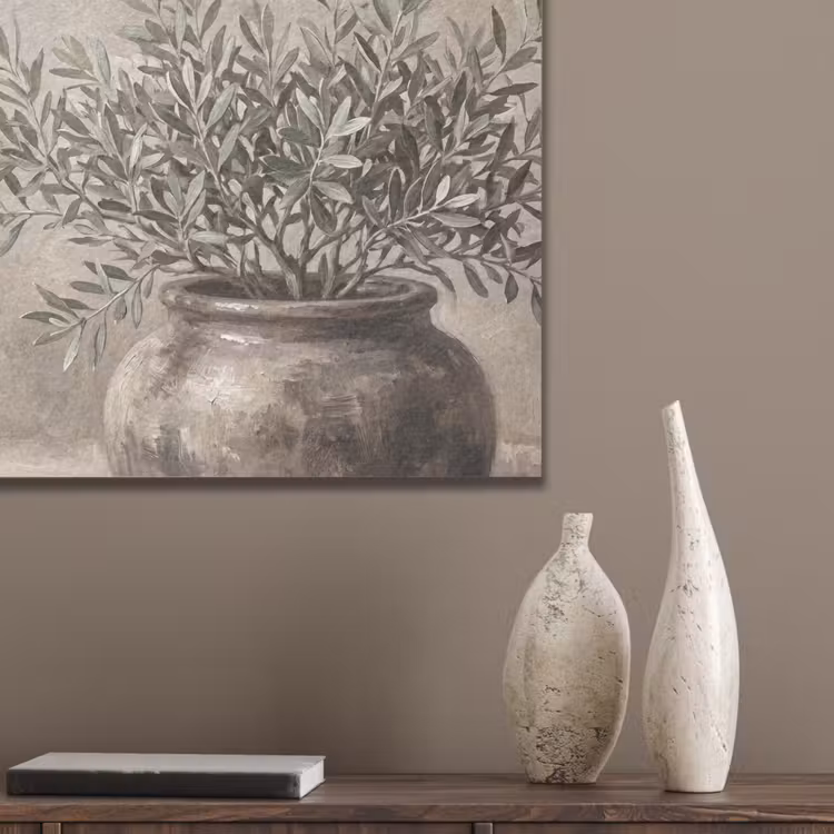 Olijfplant - Aardenpot - Abstract - Beige PET vilt klein -sfeer6_closeup