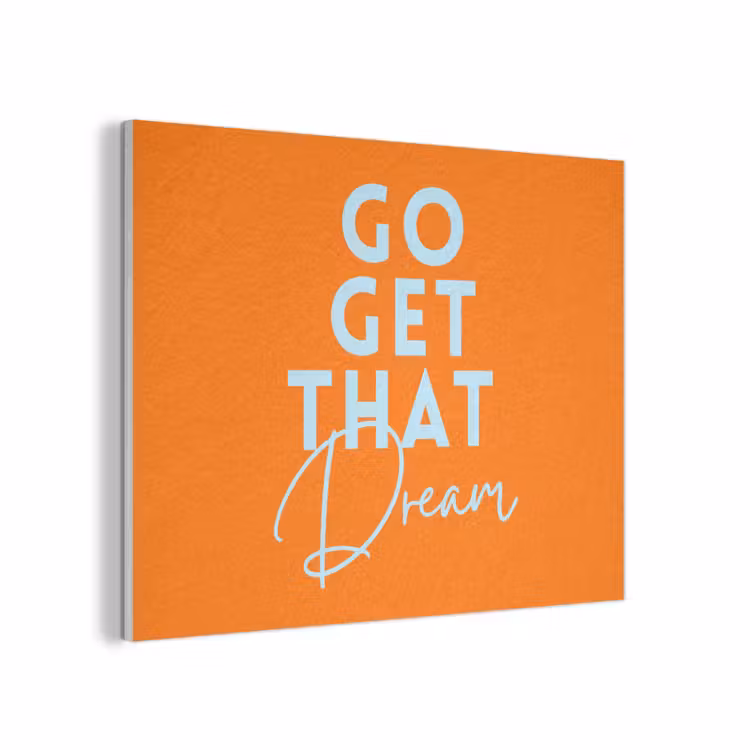 Oranje - Blauw - Go get that dream PET vilt klein -3d