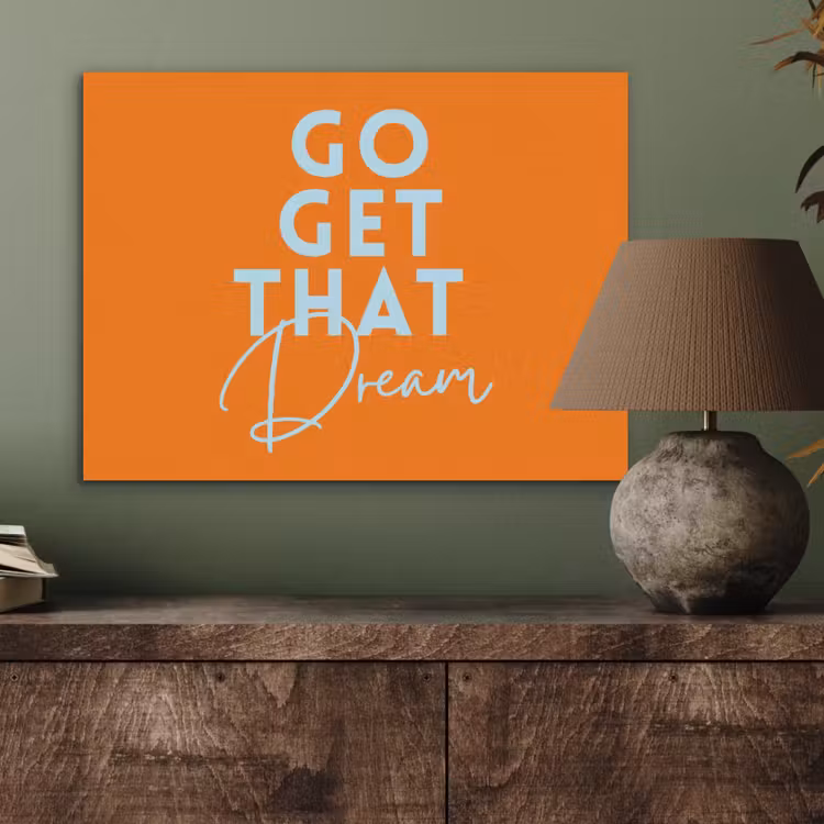 Oranje - Blauw - Go get that dream PET vilt klein -sfeer2