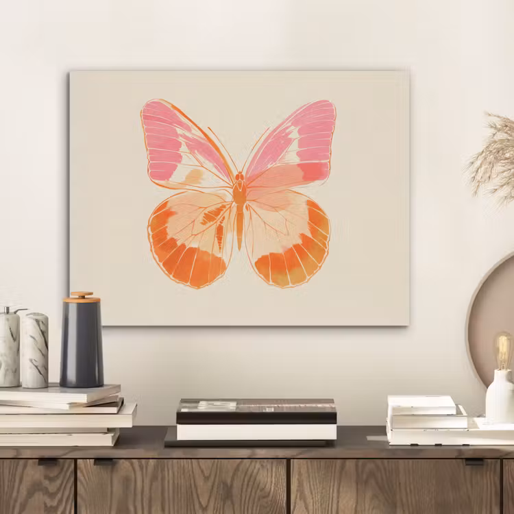 Oranje - Vlinder - Minimalistisch PET vilt klein -sfeer1