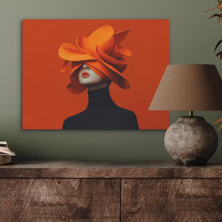 Oranje - Hoed - Vrouw PET vilt klein -sfeer2
