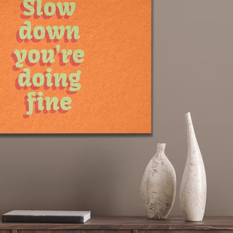 Oranje - Slow down you're doing fine - Retro PET vilt klein -sfeer6_closeup