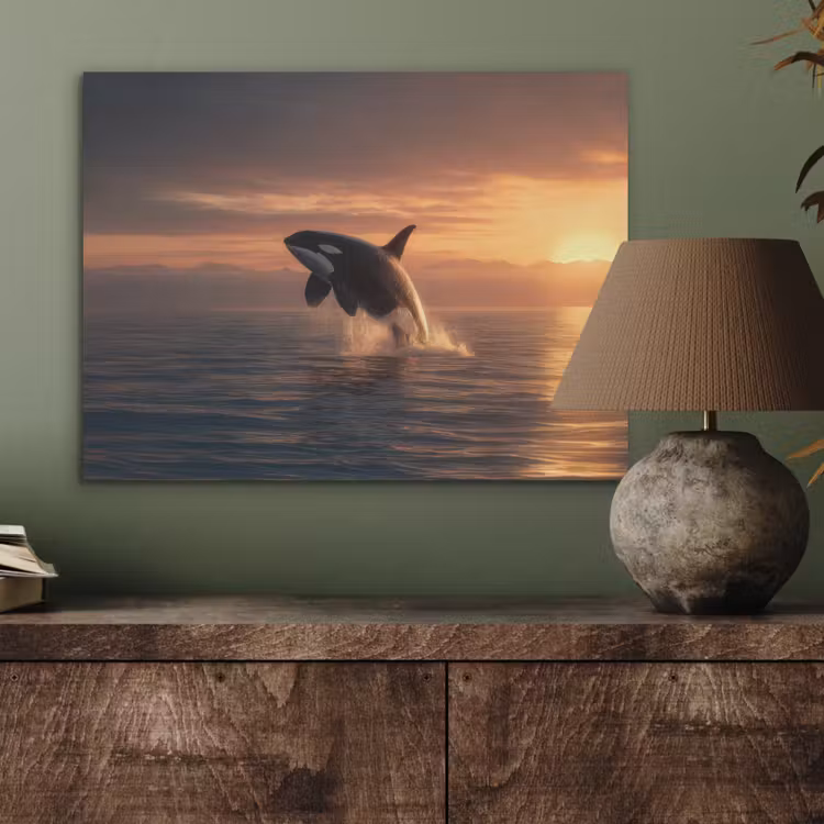 Orka - Zee - Zonsondergang PET vilt klein -sfeer2