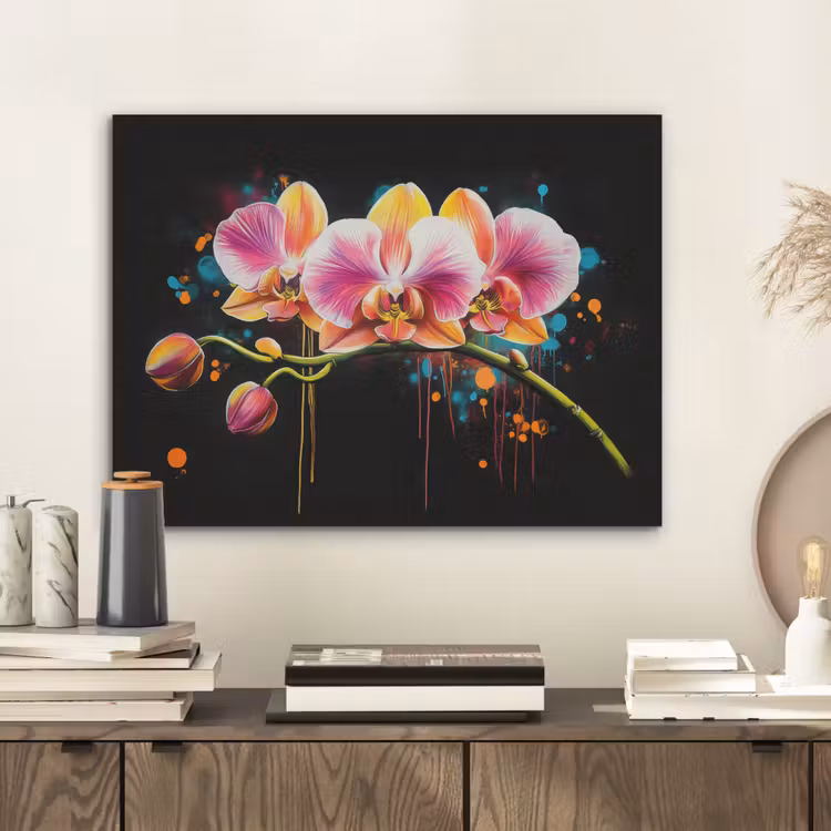 Orchidee - Graffiti - Kleurrijk - Bloemen - Abstract PET vilt klein -sfeer1