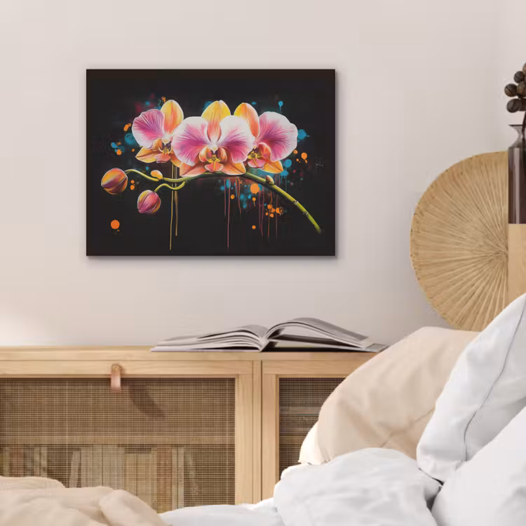 Orchidee - Graffiti - Kleurrijk - Bloemen - Abstract PET vilt klein -sfeer3