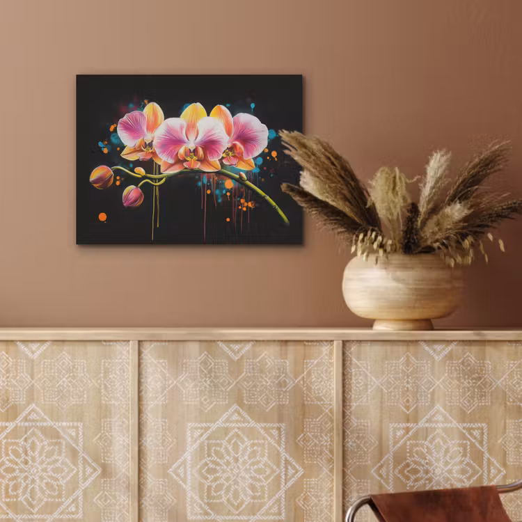 Orchidee - Graffiti - Kleurrijk - Bloemen - Abstract PET vilt klein -sfeer4