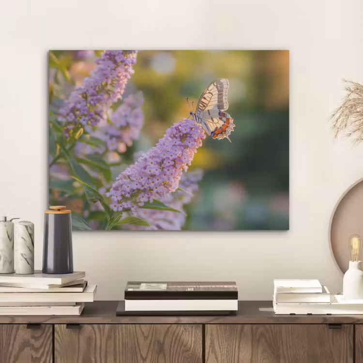 Sierlijke - Vlinder - Paarse - Bloemen PET vilt klein -sfeer1