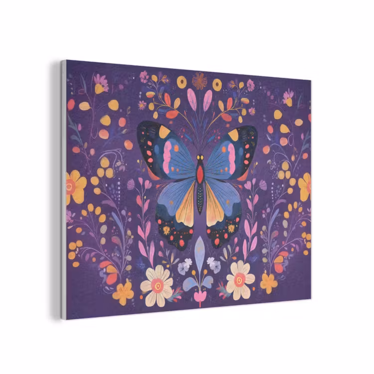 Sierlijk - Bloemen - Vlinder - Paars PET vilt klein -3d