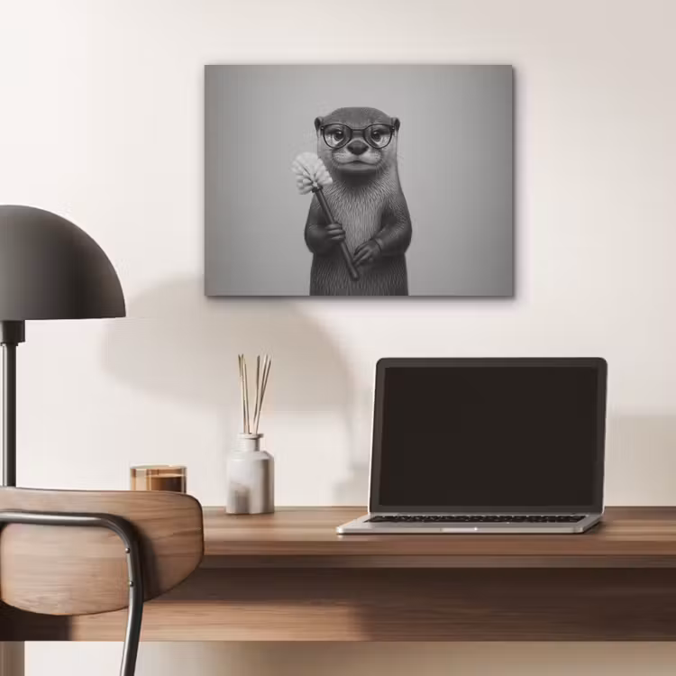 Otter - Wc-borstel - Bril - Zwart - Wit PET vilt klein -sfeer5