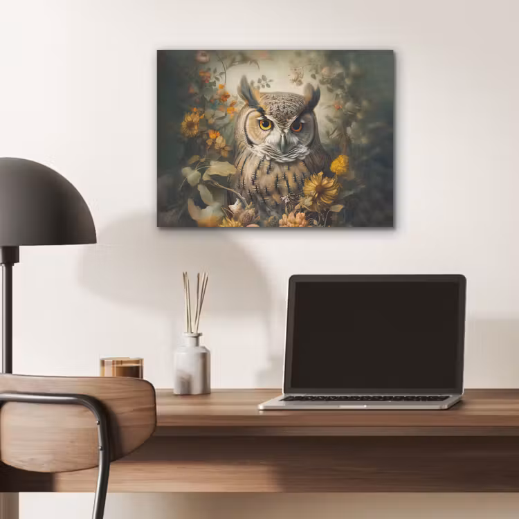 Uil - Vogels - Bloemen - Natuur PET vilt klein -sfeer5
