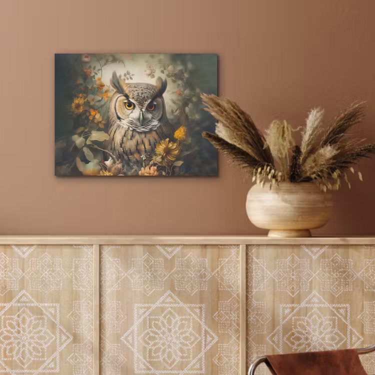 Uil - Vogels - Bloemen - Natuur PET vilt klein -sfeer4