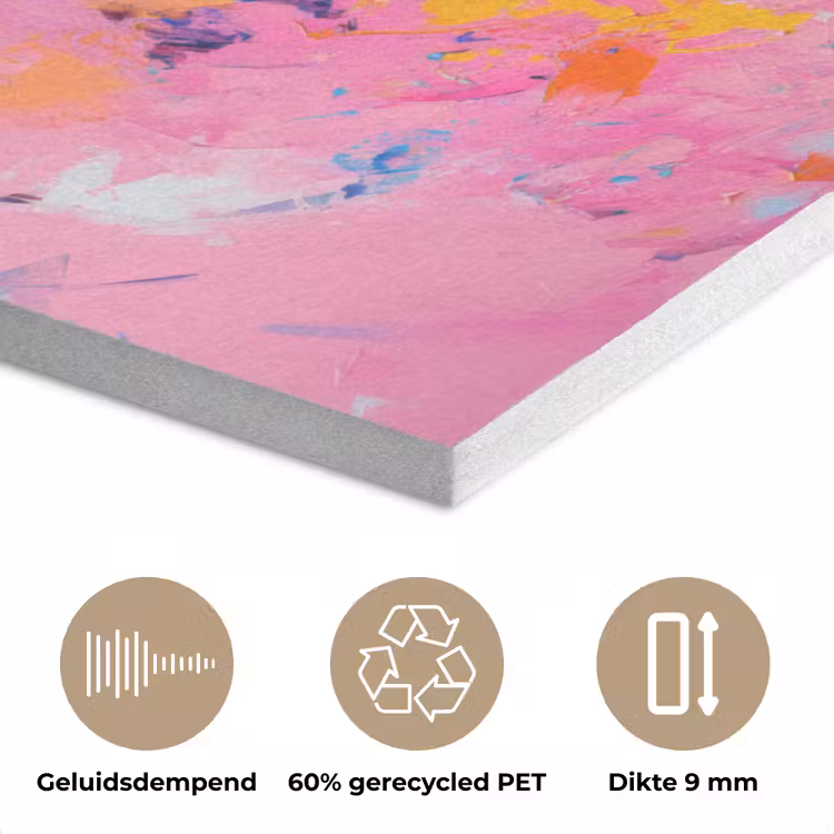 Uil - Roze - Blauw - Verf - Abstract PET vilt klein -closeup_NL