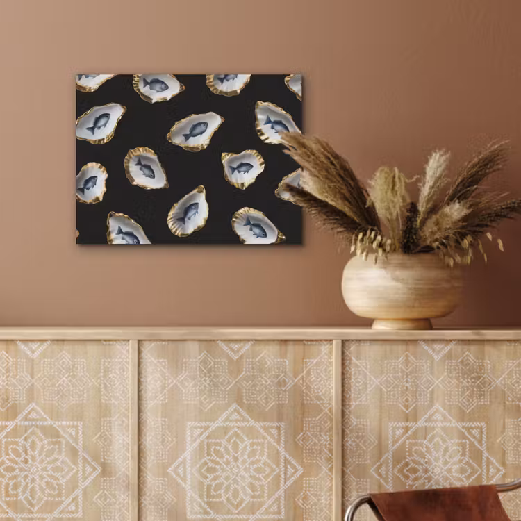 Oesters - Vissen - Blauw - Goud PET vilt klein -sfeer4